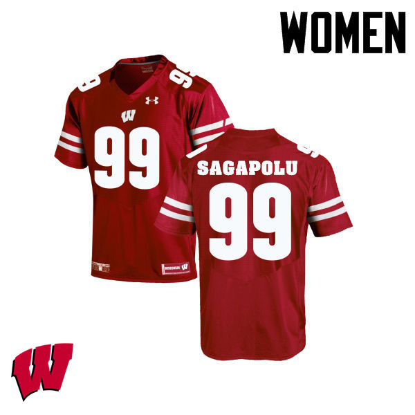 Wisconsin Badgers Women's #65 Olive Sagapolu NCAA Under Armour Authentic Red College Stitched Football Jersey FG40H21PP